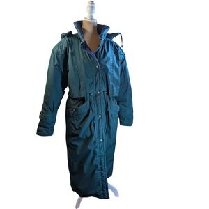 Vintage Mulberry Street Green Down Puffer Long Winter Coat Jacket Women's M